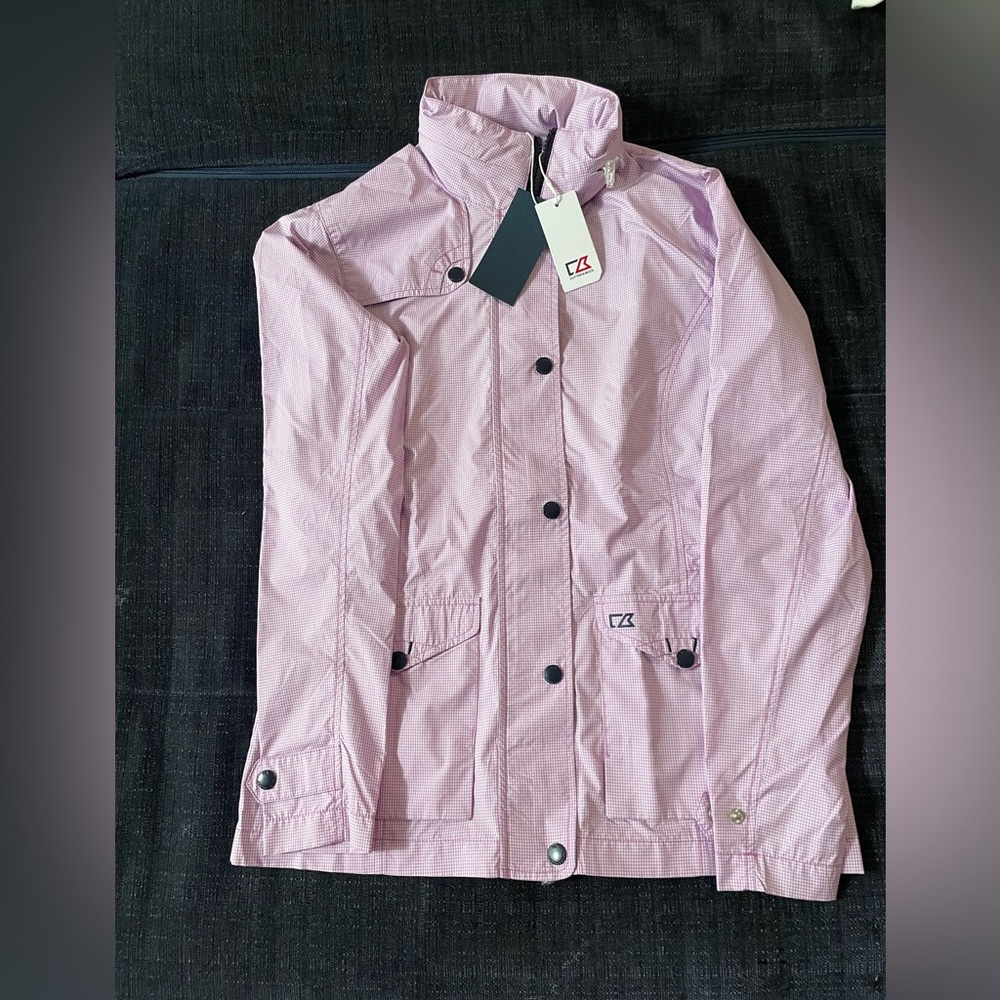 CutterBuck purple gingham wind jacket NWT